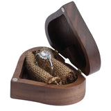 Brown Wooden Wedding Ring Box Magnetic Retro Wood Ring Bearer Rustic Vintage