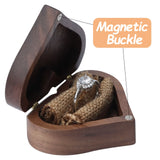 Brown Wooden Wedding Ring Box Magnetic Retro Wood Ring Bearer Rustic Vintage