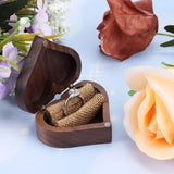 Brown Wooden Wedding Ring Box Magnetic Retro Wood Ring Bearer Rustic Vintage