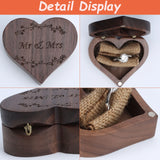 Brown Wooden Wedding Ring Box Magnetic Retro Wood Ring Bearer Rustic Vintage