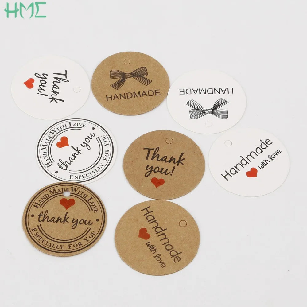 Brown Paper Gift Label Organizer Hang Tag Jewelry Charms Round