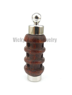 Wood Aroma Pendant 316L Stainless Steel Vial For Essential Oil