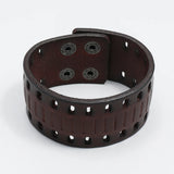 Wide Pu Leather Man Bracelet Vintage Punk Wrap Wrist Bracelet