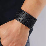 Wide Pu Leather Man Bracelet Vintage Punk Wrap Wrist Bracelet