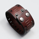 Wide Pu Leather Man Bracelet Vintage Punk Wrap Wrist Bracelet
