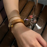 Brown Leather Wrap Bracelet for Women