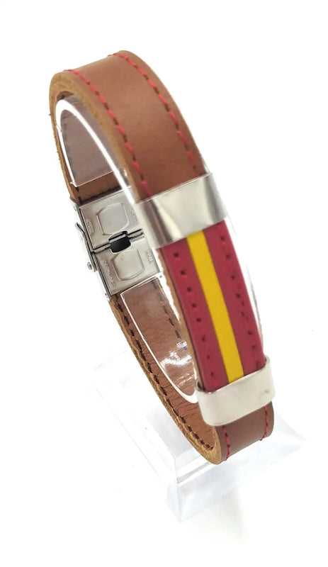 Spain Flag Leather Bracelet