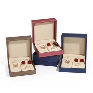 Brushed Pu Leather Three-Piece Jewelry Box Pearl Set Jewelry Box
