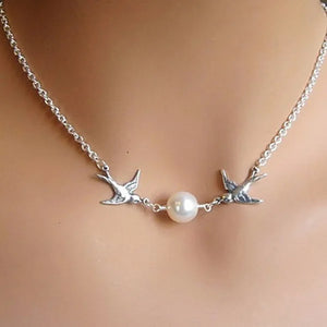 Double Birds Simulated Pearl Necklaces for Women