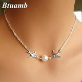 Double Birds Simulated Pearl Necklaces for Women