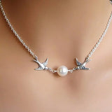 Double Birds Simulated Pearl Necklaces for Women