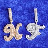Bubble Initial Letter Necklace Men Real Plated Hip Hop Pendant
