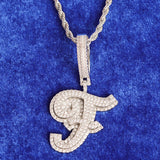 Bubble Initial Letter Necklace Men Real Plated Hip Hop Pendant