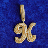 Bubble Initial Letter Necklace Men Real Plated Hip Hop Pendant
