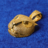 Bubble Letter Leopard Head Pendant Rapper Hip Hop Jewelry