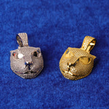Bubble Letter Leopard Head Pendant Rapper Hip Hop Jewelry