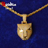 Bubble Letter Leopard Head Pendant Rapper Hip Hop Jewelry