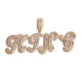 Bubble Letter Name Necklace Men Personalized Pendant Baguette Cursive Font
