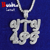 Bubble Letter Name Necklace Men Personalized Pendant Baguette Cursive Font