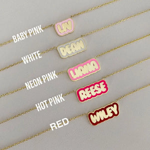 Bubble Letters Name Necklace Stainless Steel Colorful Enamel Necklace