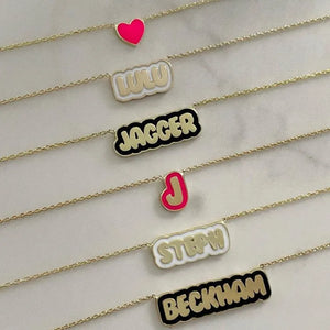 Bubble Letters Name Necklace Stainless Steel Colorful Enamel Necklace