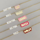 Bubble Letters Name Necklace Stainless Steel Colorful Enamel Necklace