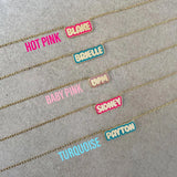 Bubble Letters Name Necklace Stainless Steel Colorful Enamel Necklace