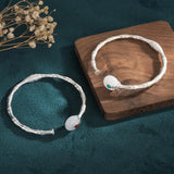 Chinese Style Bamboo Bracelet Silver Craft Field Jade Bracelet