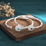 Chinese Style Bamboo Bracelet Silver Craft Field Jade Bracelet