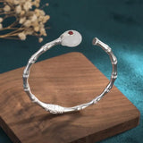 Chinese Style Bamboo Bracelet Silver Craft Field Jade Bracelet