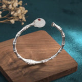 Chinese Style Bamboo Bracelet Silver Craft Field Jade Bracelet