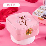 Floral Print Jewelry Organizer Cosmetics Case Portable Storage Holder