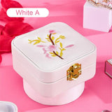 Floral Print Jewelry Organizer Cosmetics Case Portable Storage Holder