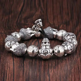 Retro Buddha Bead Bracelet for Men Personality Round Bead Plate Playing Buddha