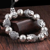 Retro Buddha Bead Bracelet for Men Personality Round Bead Plate Playing Buddha