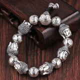 Retro Buddha Bead Bracelet for Men Personality Round Bead Plate Playing Buddha