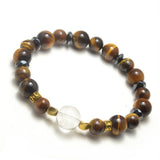 Buddha Engraving Heart Sutra Crystal Tiger Eye Hematite Bracelet