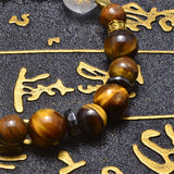 Buddha Engraving Heart Sutra Crystal Tiger Eye Hematite Bracelet