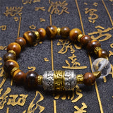 Buddha Heart Sutra Engraving Tiger Eye Bracelet Amulet