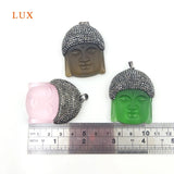 Buddha Head Amulet Pendant Crystal Rhinestone Beads for Necklace