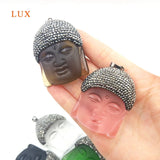 Buddha Head Amulet Pendant Crystal Rhinestone Beads for Necklace