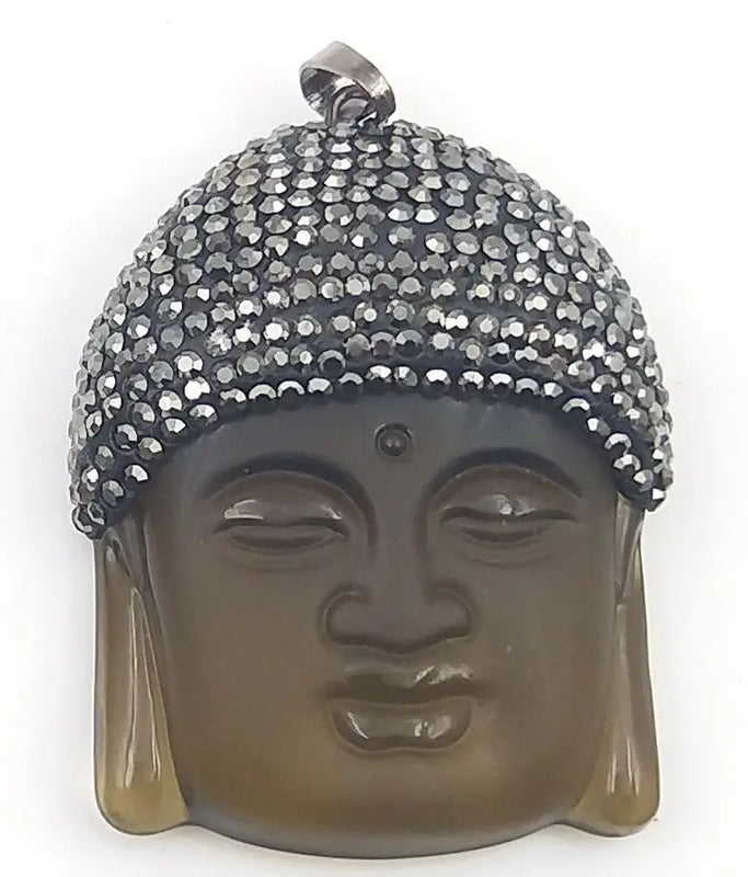 Buddha Head Amulet Pendant Crystal Rhinestone Beads for Necklace