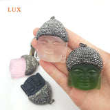 Buddha Head Amulet Pendant Crystal Rhinestone Beads for Necklace