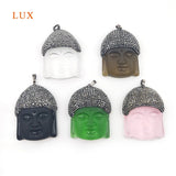 Buddha Head Amulet Pendant Crystal Rhinestone Beads for Necklace