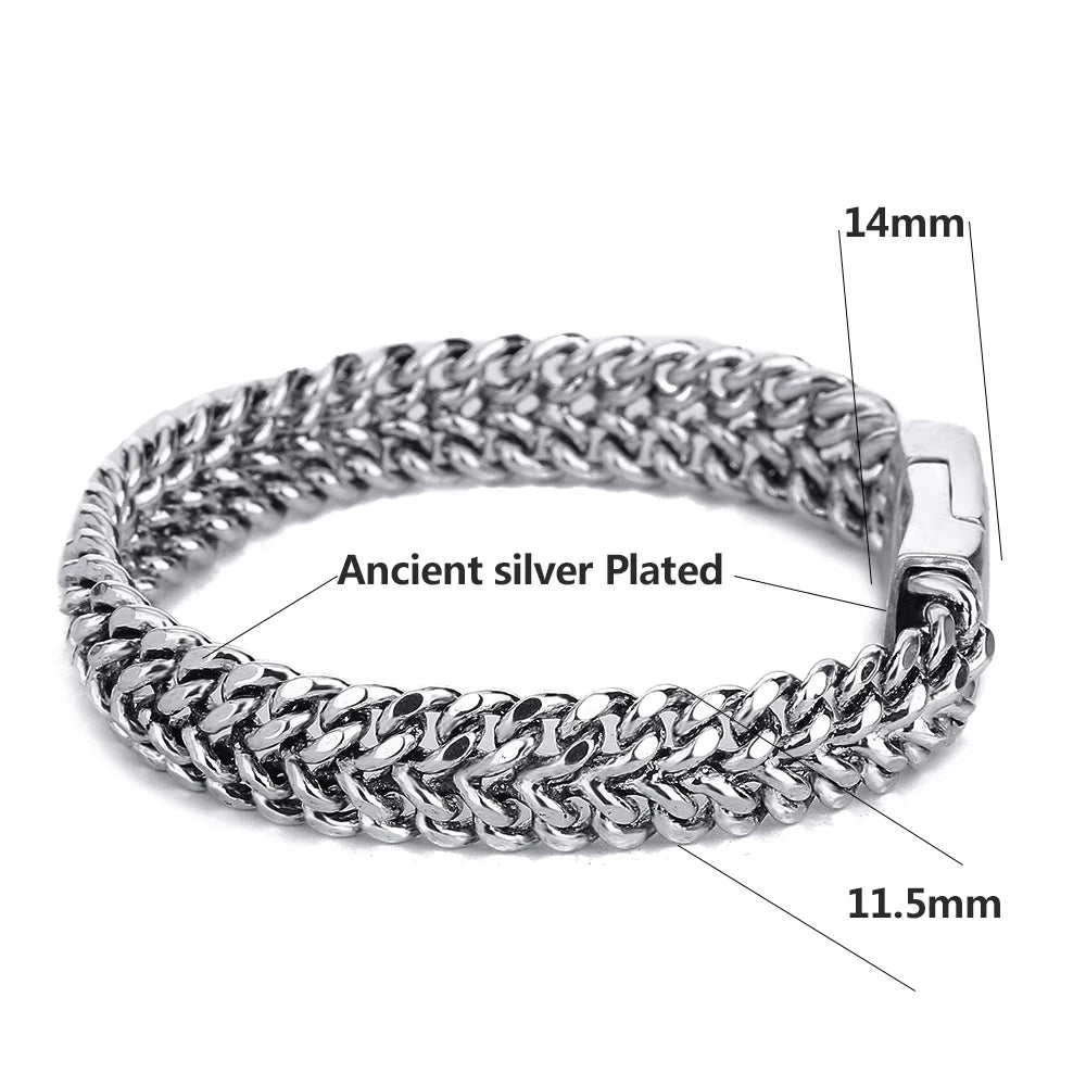 Buddha Mens Bracelets Men Link Chain Vintage Heavy Wide Bicycle Chain Wristband