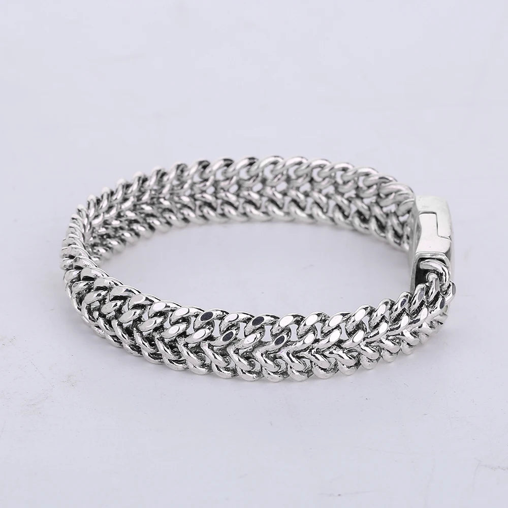 Buddha Mens Bracelets Men Link Chain Vintage Heavy Wide Bicycle Chain Wristband