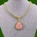 Buddha Pendant Tennis Chain Necklace Iced Out Choker Neck Buddhism Amulet