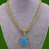 Buddha Pendant Tennis Chain Necklace Iced Out Choker Neck Buddhism Amulet