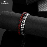 Buddha Leather Bracelet Set Men Punk Bangle Stainless Steel Jewelry