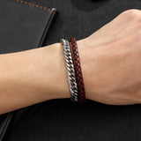Buddha Leather Bracelet Set Men Punk Bangle Stainless Steel Jewelry
